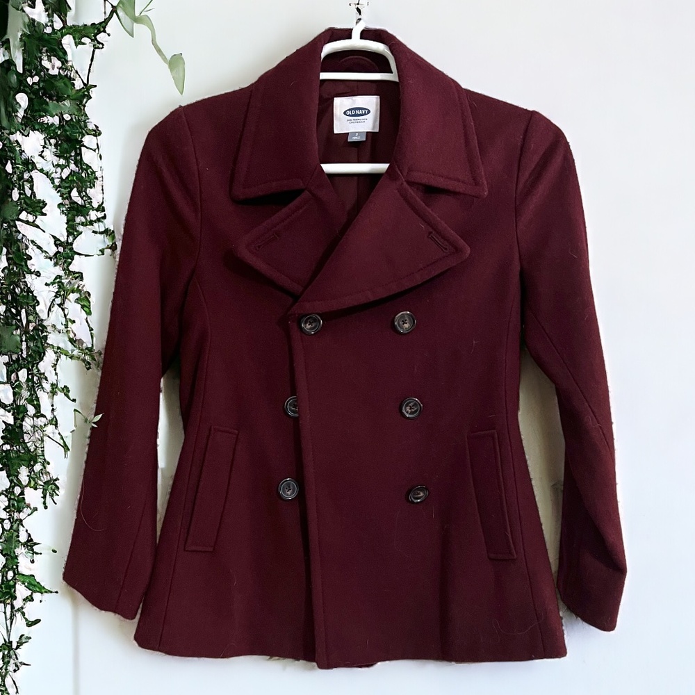 Old Navy Deep Red Peacoat - Size Small